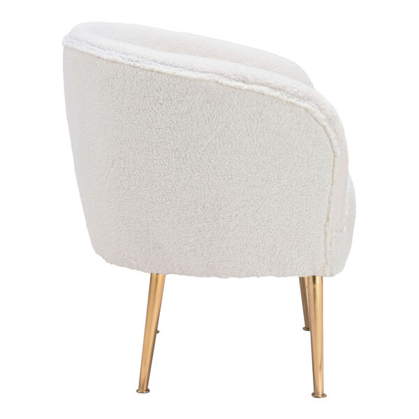 Sherpa Beige and Gold Accent Chair, image 3