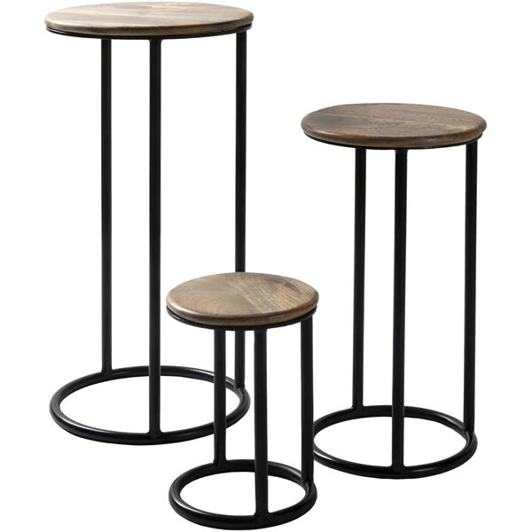 Ansh Natural and Black Accent Table, 3 Pieces, image 1