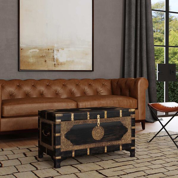 Nador Brass Inlay Storage Trunk Coffee Table, image 1