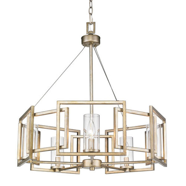 Linden White Gold Five-Light Chandelier with Clear Glass Shade, image 8