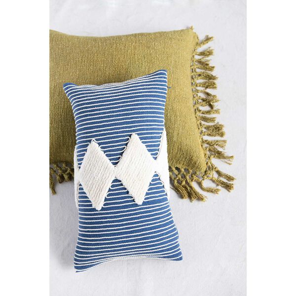 Blue Cotton Tufted Lumbar 20 x 12-Inch Pillow, image 6