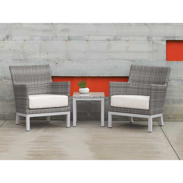 Argento and Travira Ash Eggshell White Three-Piece Outdoor Club Chair and End Table Set, image 2