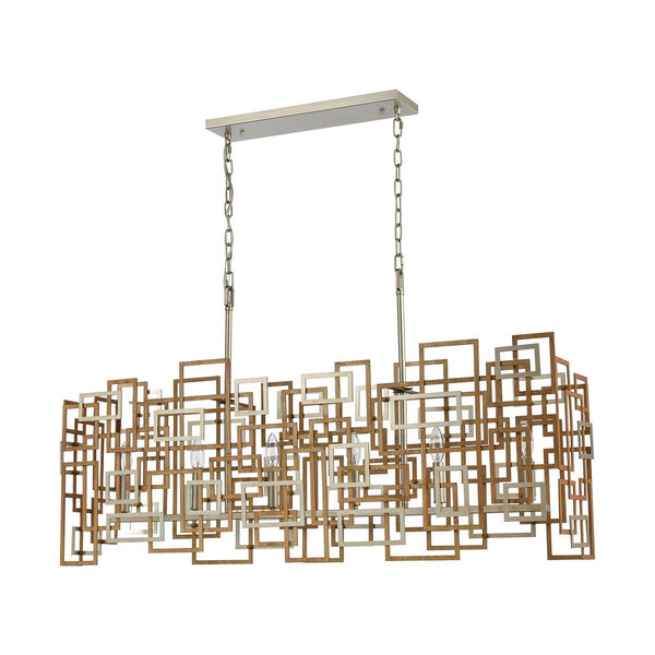 Gridlock Matte Gold and Aged Silver Six-Light Island Chandelier, image 3