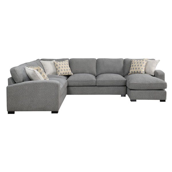 Linden Storm Gray Sectional Chaise with Pillow, image 4