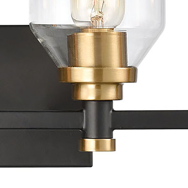 Cambria Matte Black and Satin Brass Four-Light Vanity Light, image 5