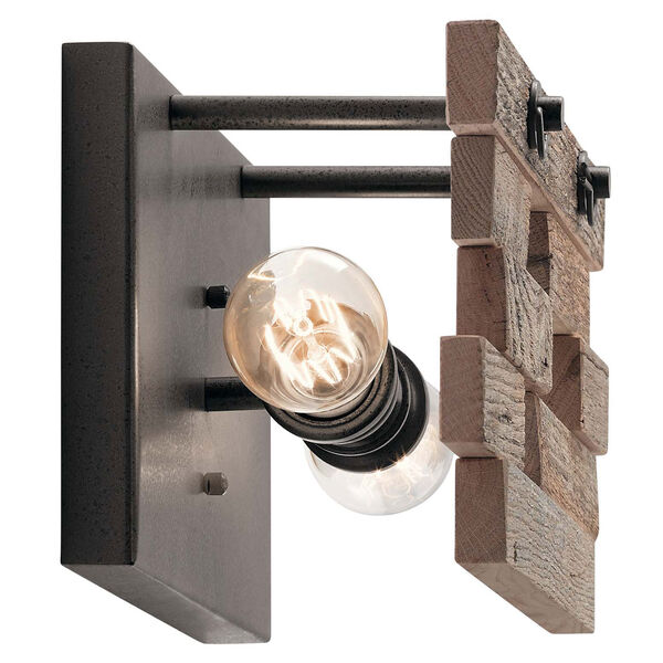 Cuyahoga Mill Anvil Iron Two-Light Reclaimed Wood Wall Sconce, image 3