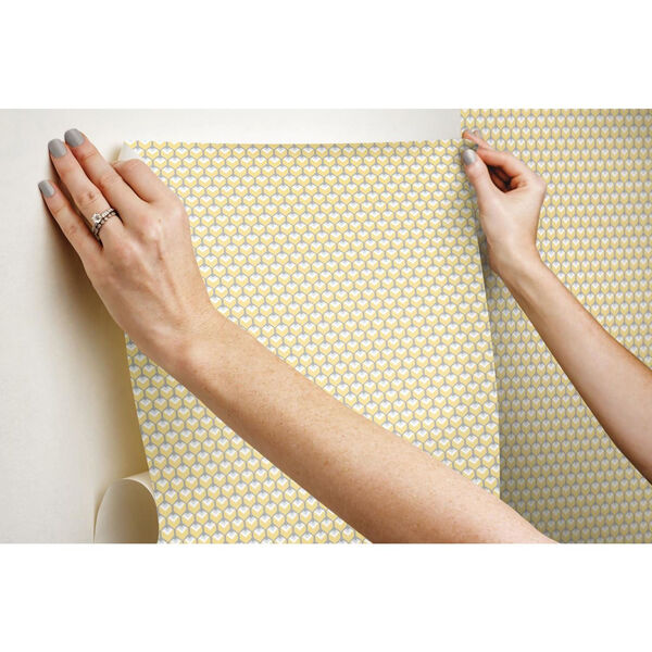 Yellow 3D Petite Hexagons Peel and Stick Wallpaper, image 5