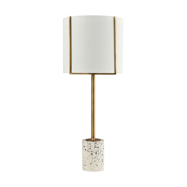 Trussed White Terazzo with Gold One-Light Table Lamp, image 2