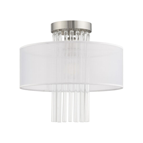 Alexis Brushed Nickel 13-Inch One-Light Ceiling Mount with Clear Crystal Rods, image 2
