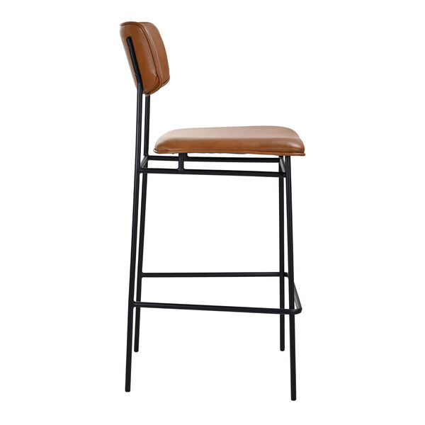 Sailor Brown and Black Bar Stool with Low Backrest, image 2