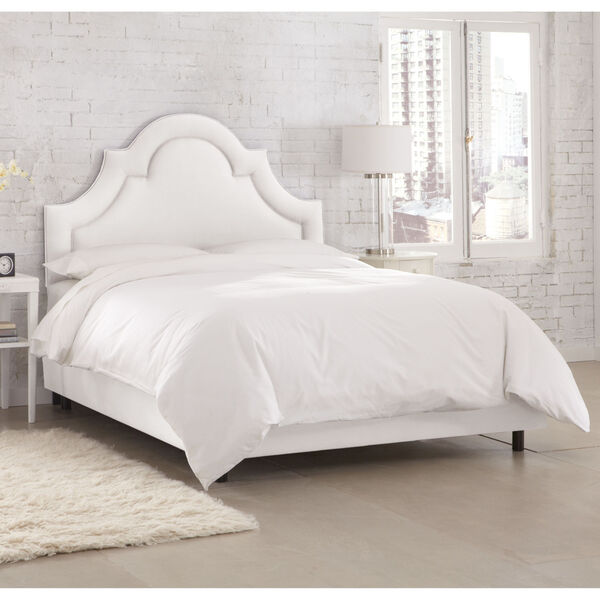King Arched Border Bed in Twill White, image 1