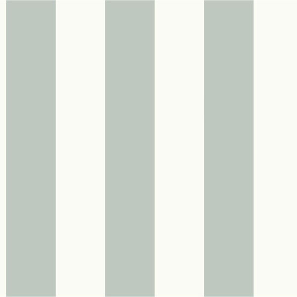 Awning Stripe Green and White Removable Wallpaper- SAMPLE SWATCH ONLY, image 1