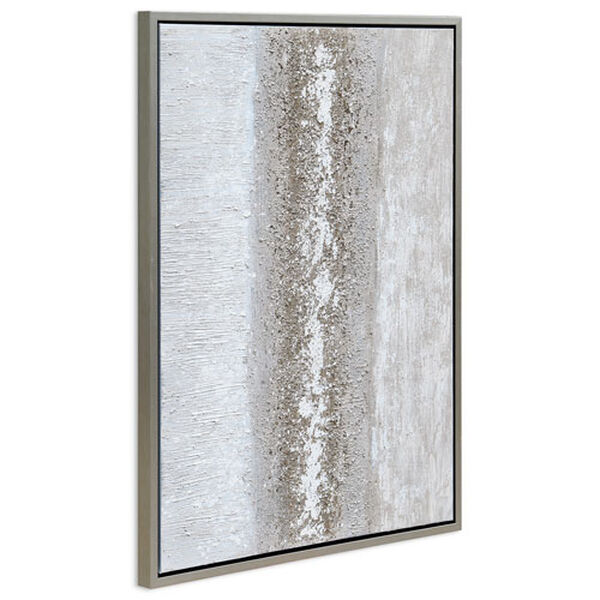 Silver and Gold Sandpath Textured Framed Hand Painted Wall Art, image 3