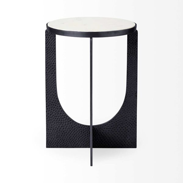 Patrick White Marble Top with Matte Black Metal Accent Table, image 3
