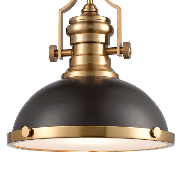 Chadwick Oil Rubbed Bronze and Satin Brass One-Light 13-Inch Pendant, image 5