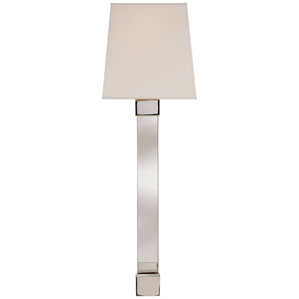 Edgar Large Sconce in Polished Nickel and Crystal with Silk Shade by Chapman and Myers, image 1