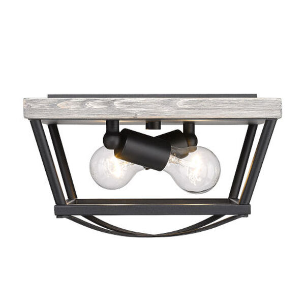 Afton Natural Black and Gray Harbor Two-Light Flush Mount, image 2