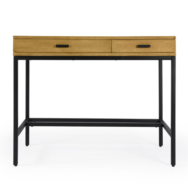 Hans Natural and Black Two-Drawer Writing Desk, image 3