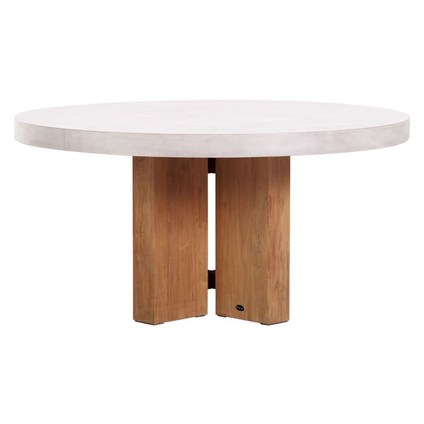 Perpetual Java Teak and Concrete Dining Table in Ivory White, image 2