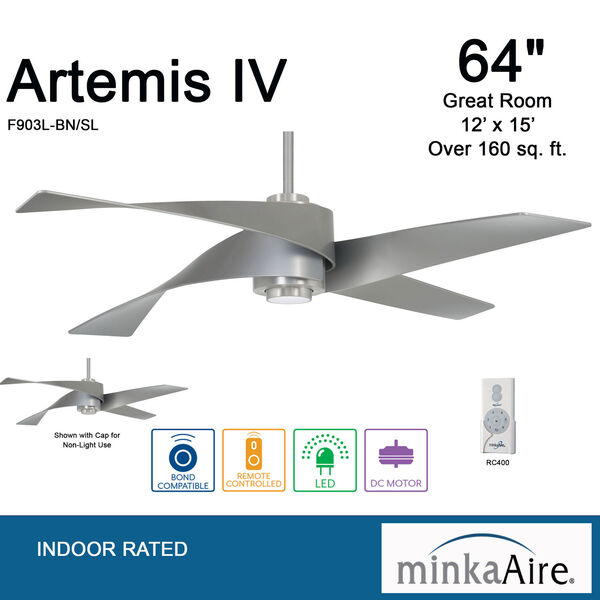 Artemiso IV Brushed Nickel and Silver LED Ceiling Fan, image 5