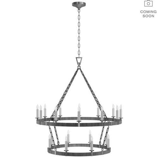 Darlana Aged Iron and Natural 20-Light Large Two Tier Chandelier by Chapman and Myers, image 1