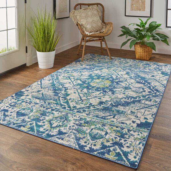 Foster Blue Green Ivory Rectangular 6 Ft. 5 In. x 9 Ft. 6 In. Area Rug, image 3