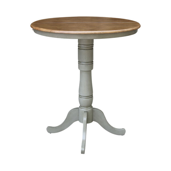 Hickory and Stone 36-Inch Width Round Top Bar Height Pedestal Table With 12-Inch Leaf, image 2