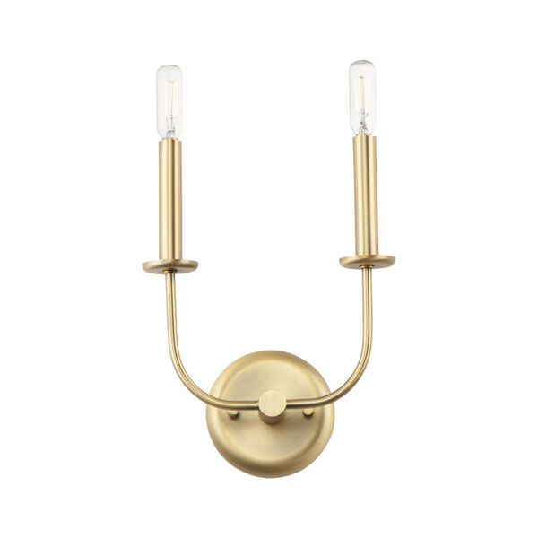 Wesley Satin Brass Two-Light Wall Sconce, image 1