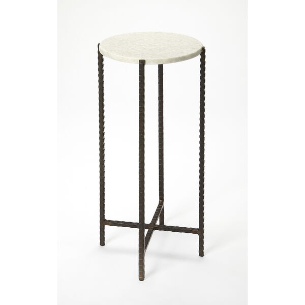 Nigella White Marble and Black Cross Legs Side Table, image 1