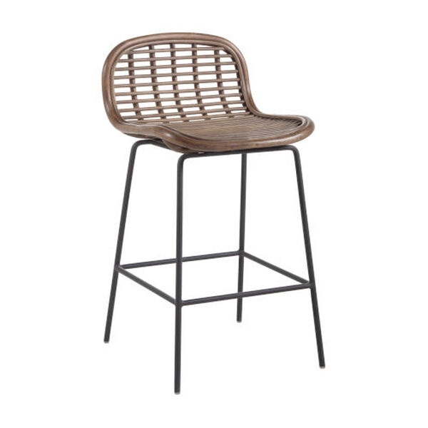 Jake Matte Gray and Rattan 25-Inch Counter Stool, image 2
