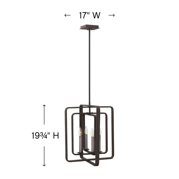Quentin Aged Zinc 17-Inch Four-Light Stem Hung Foyer, image 4