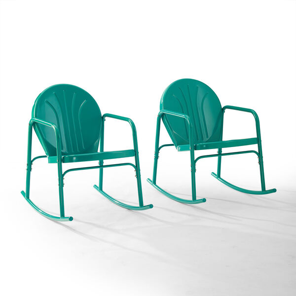 Griffith Turquoise Gloss Outdoor Rocking Chairs, Set of Two, image 3