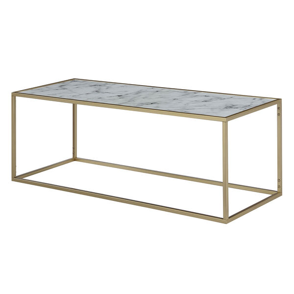 Gold Coast White Faux Marble Rectangle Coffee Table, image 6