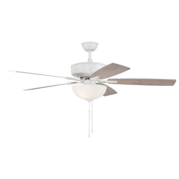 Pro Plus White 52-Inch Two-Light Ceiling Fan with White Frost Bowl Shade, image 5