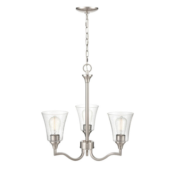 Caily Brushed Nickel Three-Light Chandelier, image 3