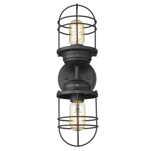 Seaport Matte Black Five-Inch Two-Light Wall Sconce, image 4