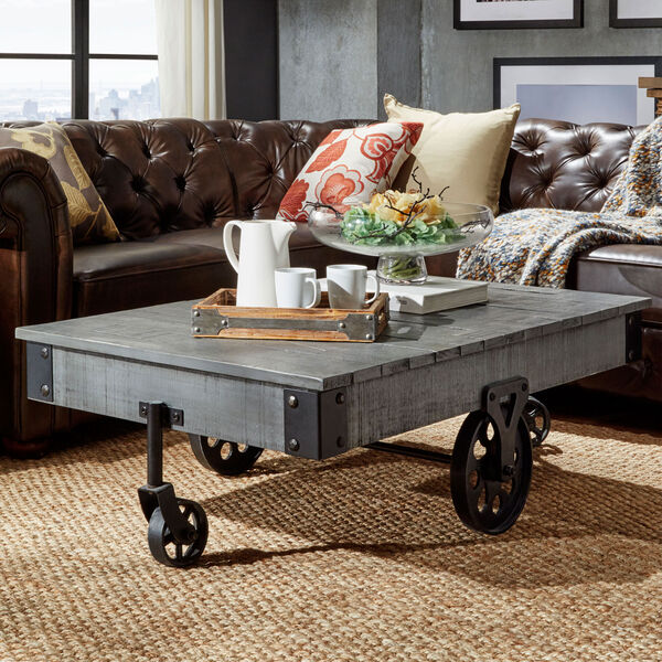 Rustic Factory Cart Coffee Table, image 1