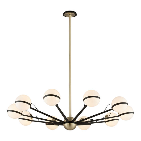 Ace Textured Bronze and Brushed Brass Ten-Light Chandelier, image 1