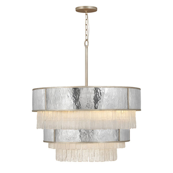 Reverie Champagne Gold 12-Light Chandelier with Hammered Stainless Steel Shade, image 2