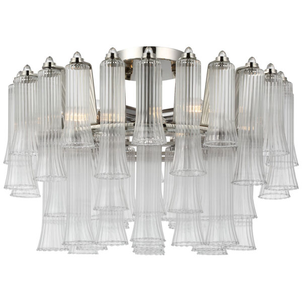 Lorelei 18-Inch Semi-Flush Mount in Polished Nickel with Clear Glass by Julie Neill, image 1
