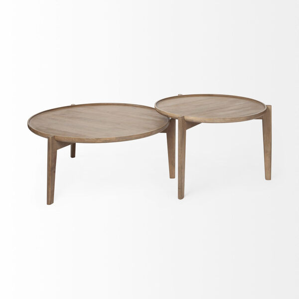 Cleaver Brown Round Solid Wood Nesting Coffee Table, image 4