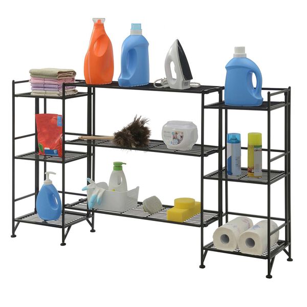 Xtra Storage Three-Tier Folding Metal Shelves with Set of Three Deluxe Extension Shelves, image 3