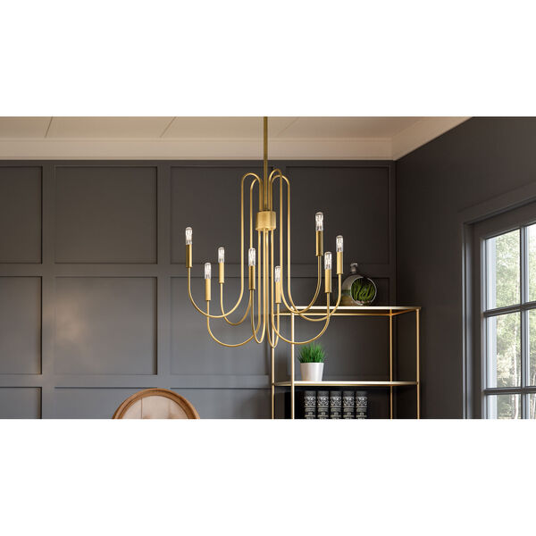 Cabry Brushed Weathered Brass Eight-Light Chandelier, image 3