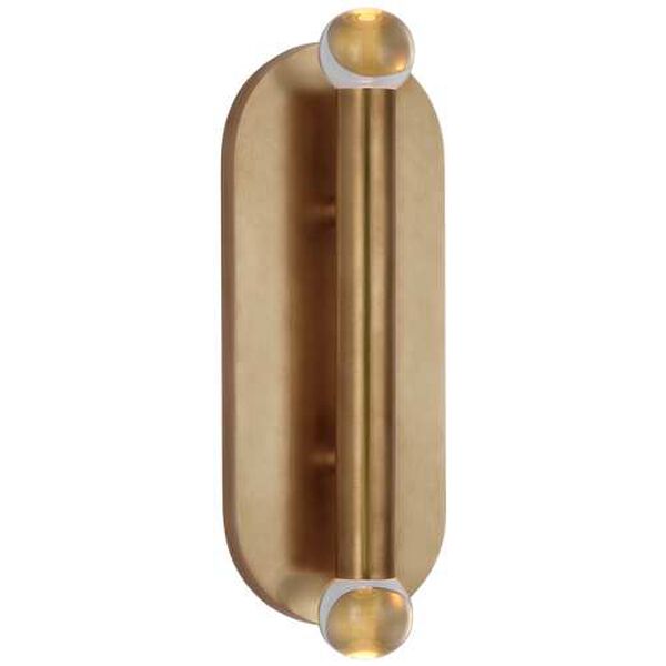 Rousseau Burnished Brass Two-Light LED Large Bath Sconce with Clear Glass by Kelly Wearstler, image 1