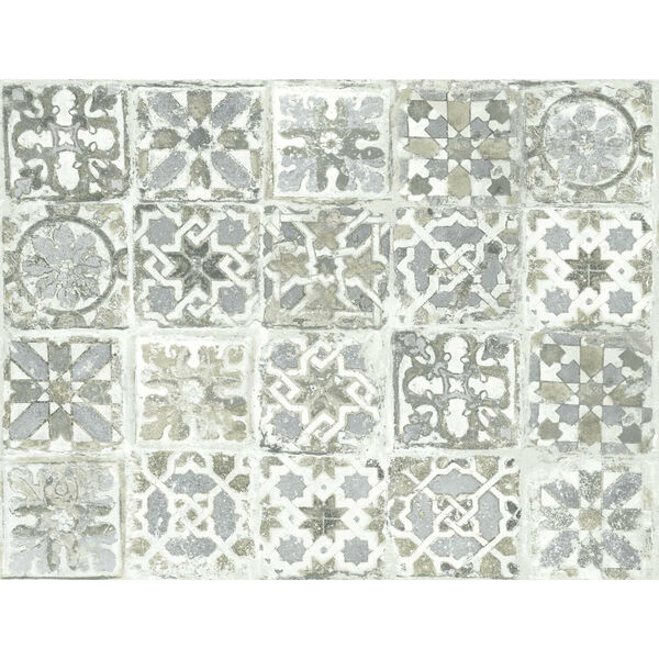 Stonecraft Encaustic Gray Tile Peel and Stick Wallpaper, image 2