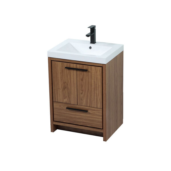 Wyatt Walnut Brown 24-Inch Single Bathroom Vanity, image 1