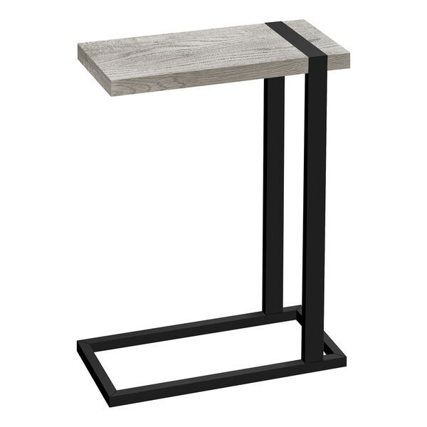 Grey C-Shaped Metal and Wood Accent Table, image 1