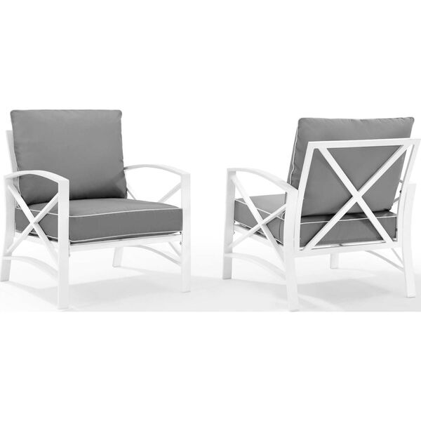 Kaplan Gray White Outdoor Metal Armchair Set , Set of Two, image 1