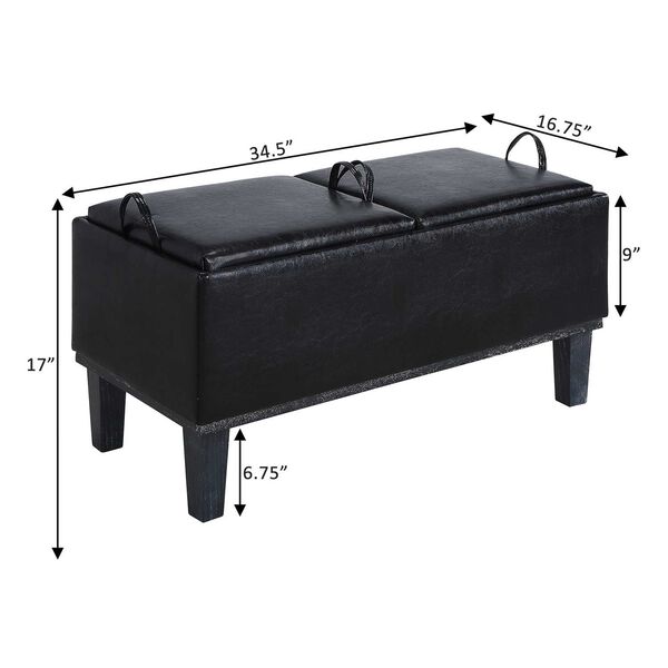 Black Storage Ottoman with Reversible Tray, image 3