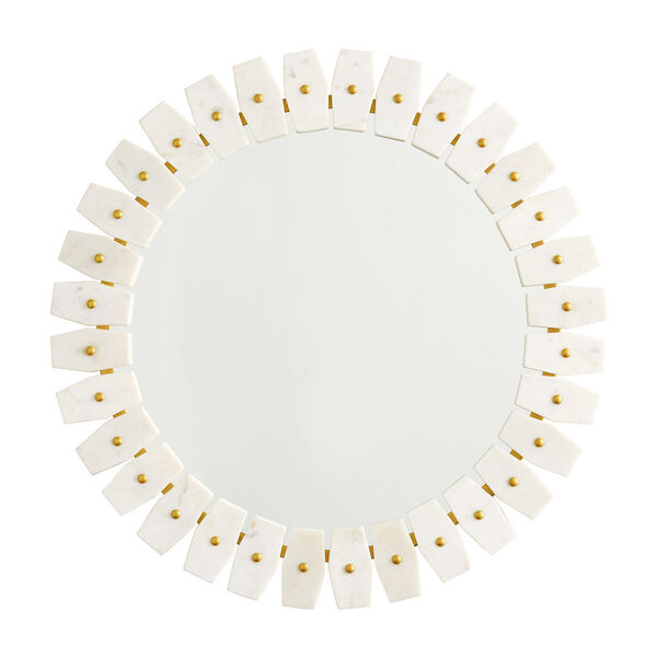 Mirror White Marble with Brushed Brass Metal Mirror, image 1